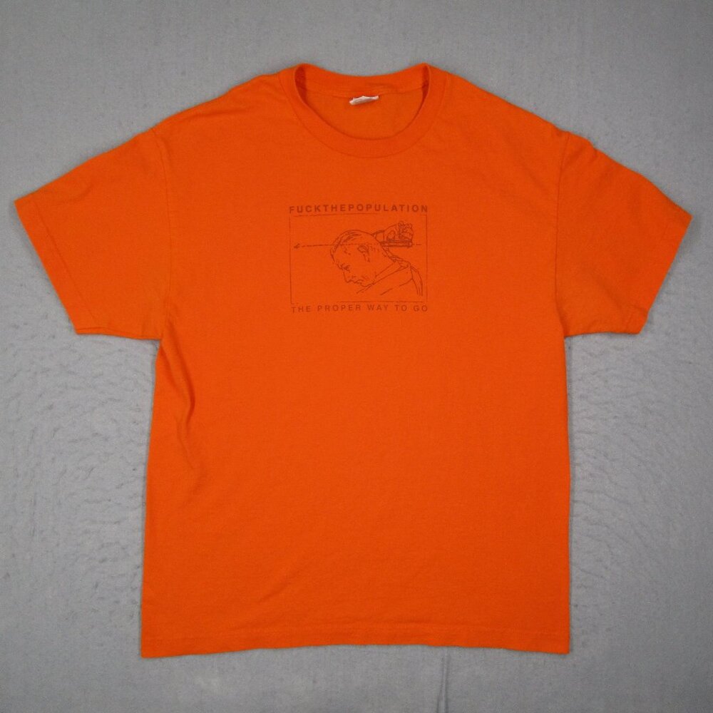 FTP Shirt Mens Large Orange Proper Way to Go Short Sleeve Made in USA